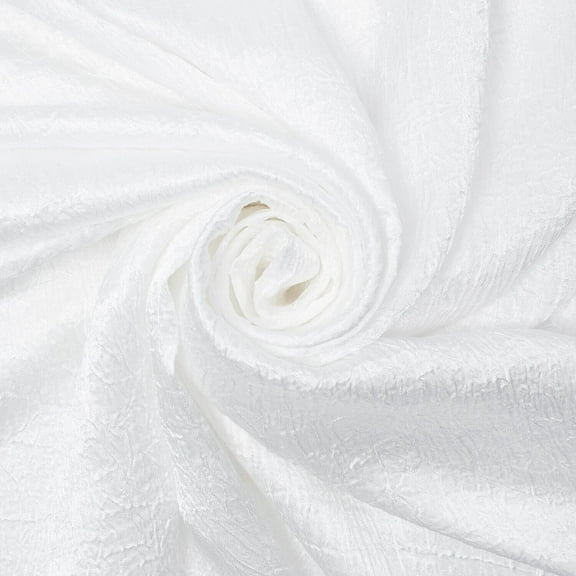 Shiny Shimmer Crinkle Satin Polyester 100 GSM Lightweight Fabric By The Yard - White, 1 Yard