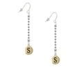 thumbnail image 2 of Delight Jewelry Goldtone Capital Letter - S - Pebble Disc - Silver-tone Long Sparkle Dangle French Earrings, 2 of 4