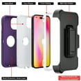 thumbnail image 4 of NIFFPD iPhone 14 Plus Case with Screen Protector + Belt-Clip Holster, Heavy Duty Hard Shockproof Phone Case for iPhone 14 Plus 6.7" Purple+White, 4 of 4