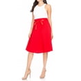 thumbnail image 4 of Women's Solid A-line Casual High Waist Bow Tie Belted A Line Midi Knee Length Skirts, 4 of 6