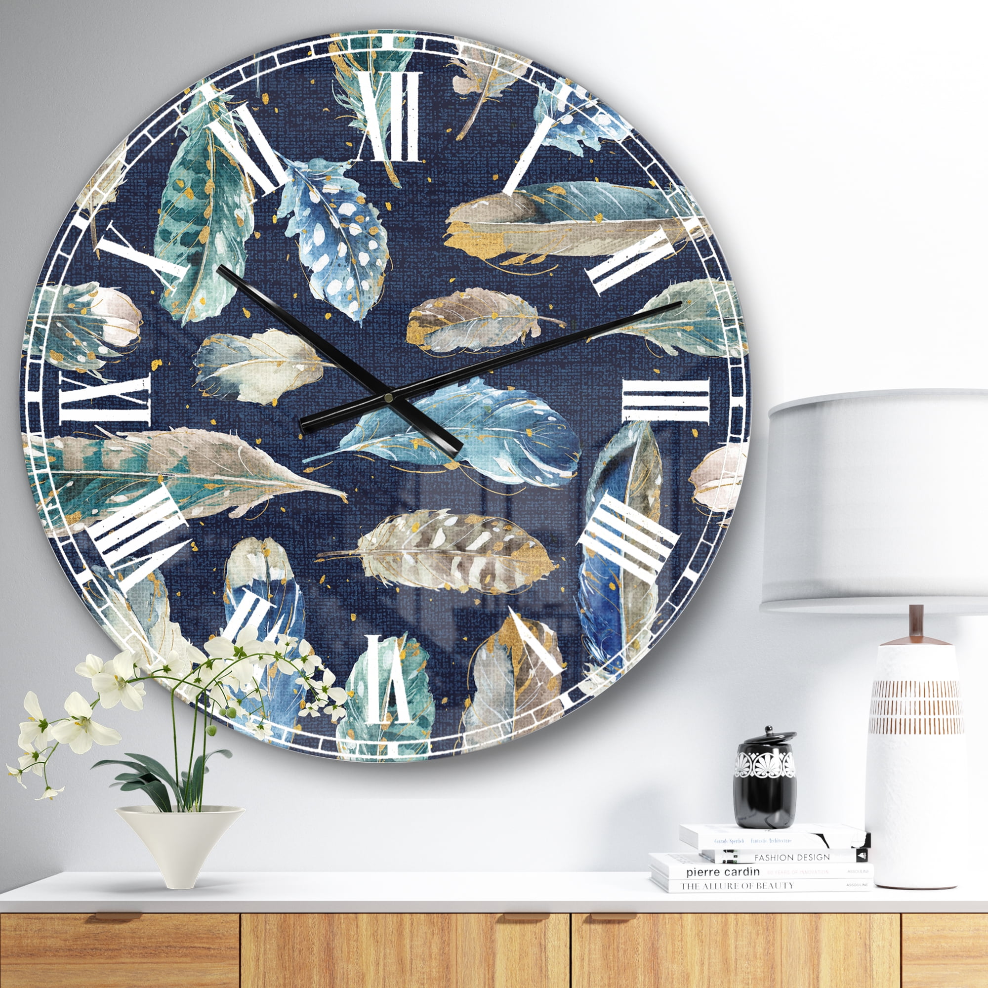 Designart Oversized Multicolor Analog Round Modern Traditional Wall Clocks, CLM30949-C23