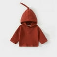thumbnail image 2 of Lenpel Toddler Baby Hoodies Cotton Long Sleeve Textured Knit Hooded Sweatshirts Unisex Newborn Infant Pullover Tops(Red,1-2 Years), 2 of 6