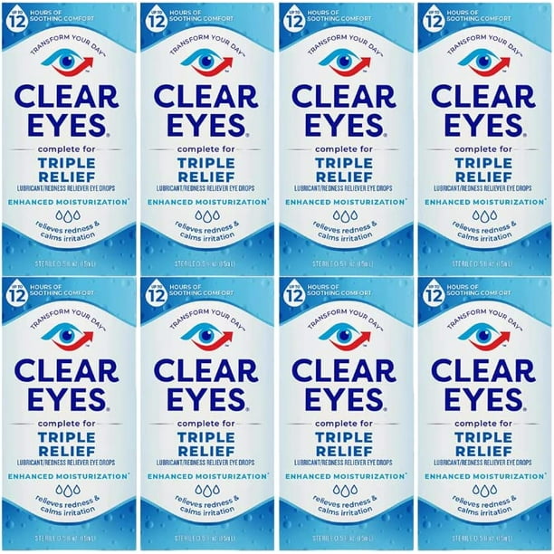 Clear Eyes Triple Action Relief Eye Drops, 0.5 Fl Oz, 0.5 fl oz (Pack