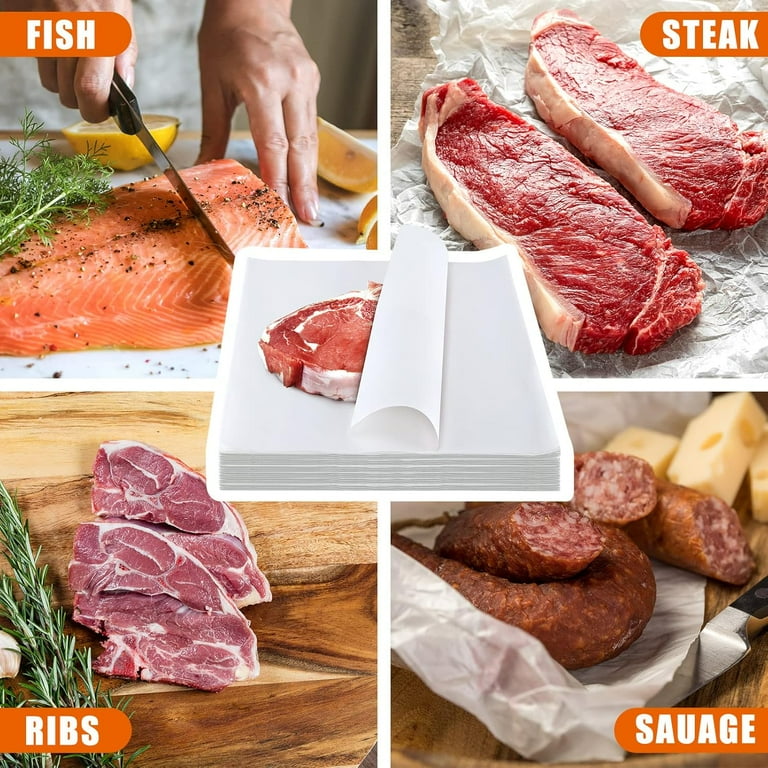 Wrapped Meat Paper Waxed Paper 200 Sheets White Butcher Paper - 12x12 Inch No Wax Food ...