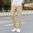 thumbnail image 2 of Men‘s Slim Fit Casual Pants Lightweight Classic Straight Trousers Summer Cotton Stretch Joggers Solid Khaki Pants Male, 2 of 6