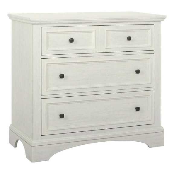 Farmhouse Basics 3 Drawer Chest in Rustic White Engineered Wood