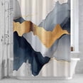 thumbnail image 3 of Abstract Shower Curtain for Bathroom Decor, Modern Gold Blue Grey Geometric Minimalist Waterproof Fabric Shower Curtain, 60"x72" Set with 12 Hooks, 3 of 9