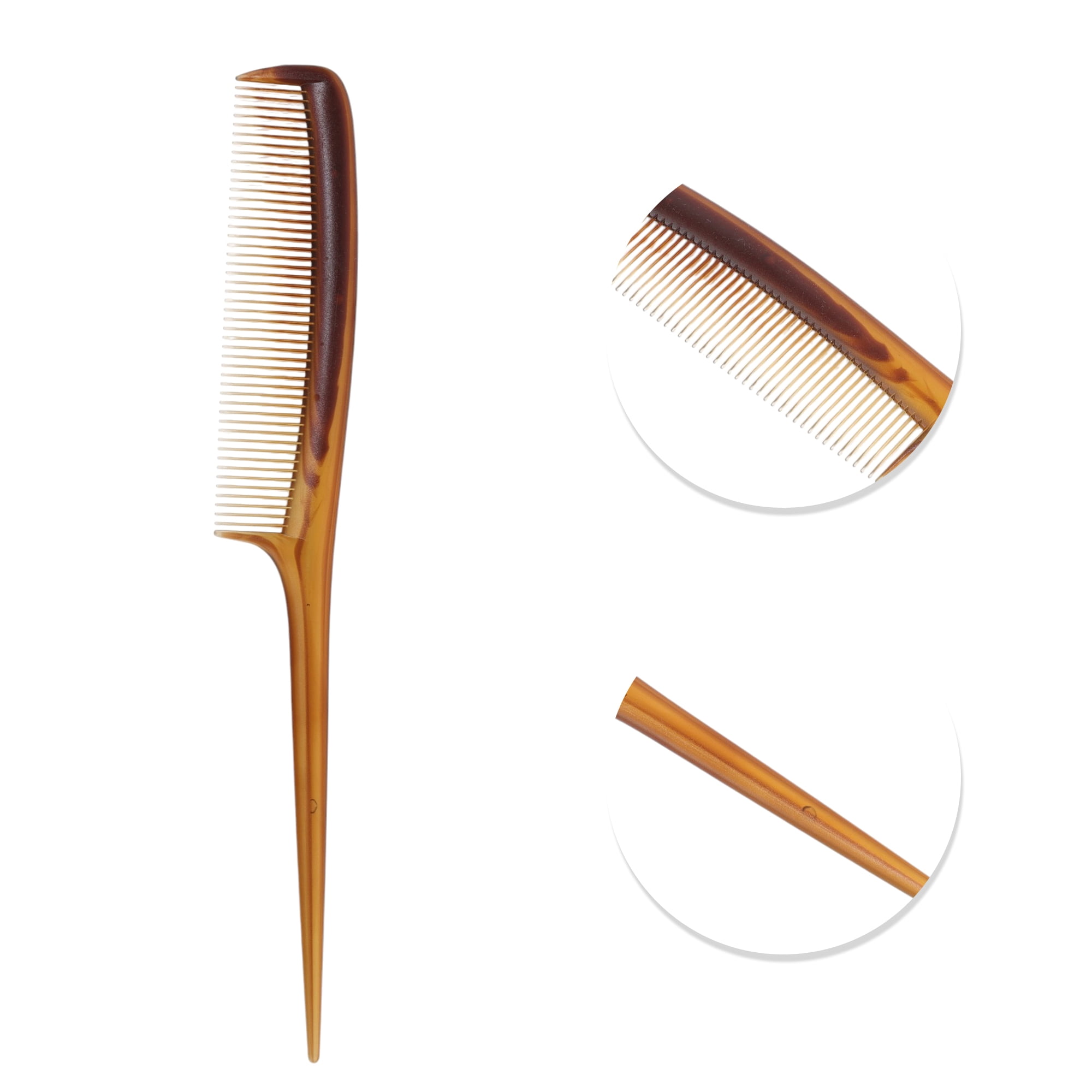 Unique Bargains 1 Pc Comfortable Two-Color Flat Comb for Curly Hair in Amber Color