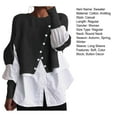 thumbnail image 7 of comerut Women Autumn Sweater Long Sleeves Irregular Button Decoration Loose Color Matching Warm Patchwork Crew Neck Autumn Blouse Female Clothes, 7 of 7