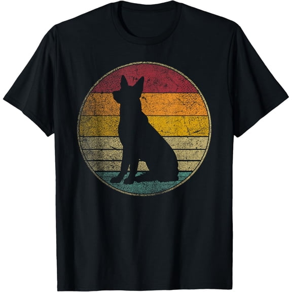 Playful Comfort Tee - German Shepherd Dog Vintage Distressed Retro Silhouette 70s T-Shirt