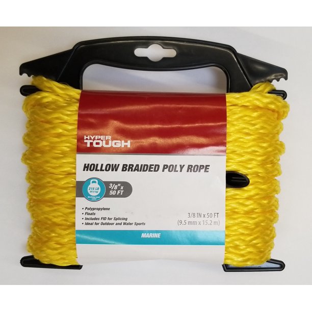 Hyper Tough 3/8" X 50' Hollow Braided Poly Rope