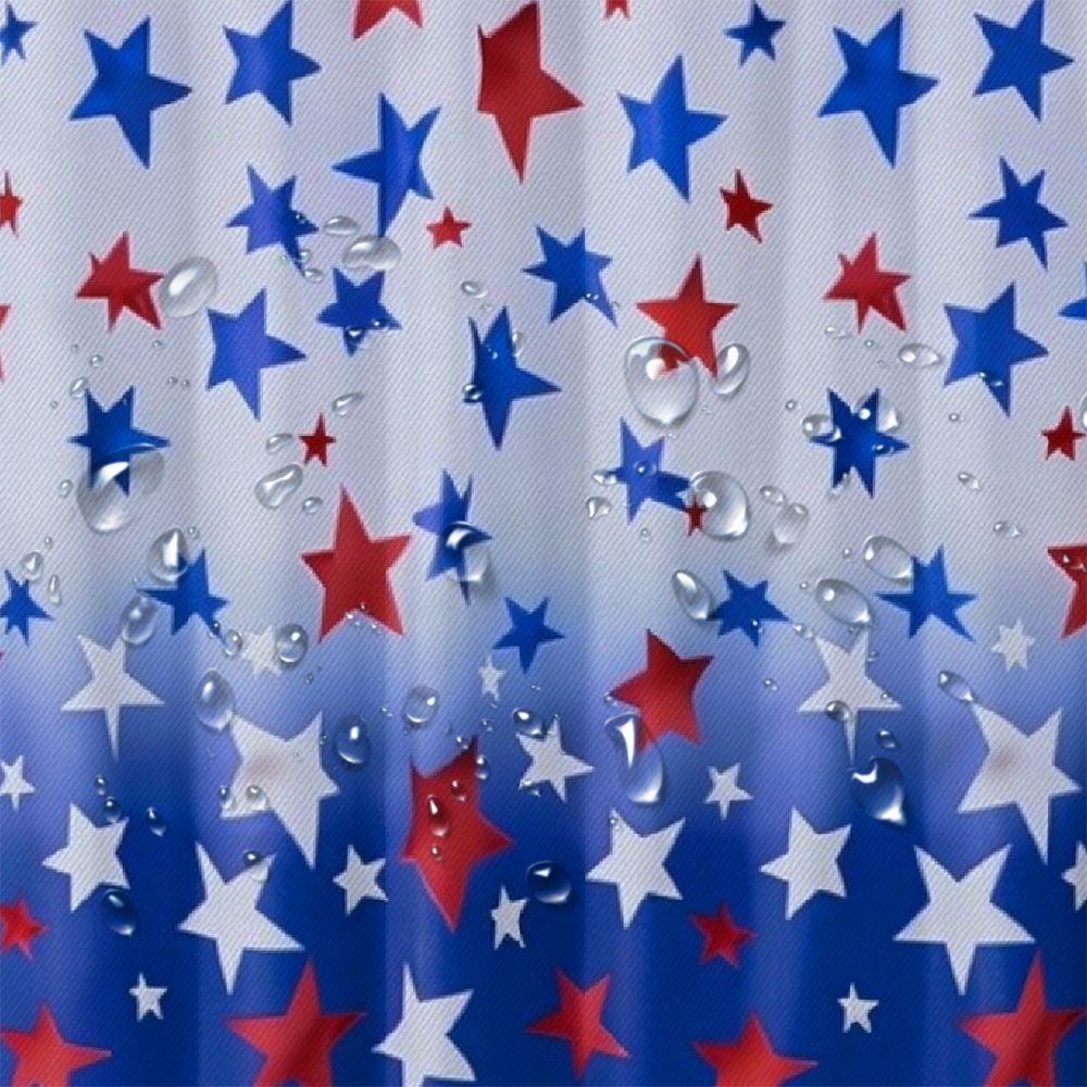 Shiartex American Flag Patriotic Shower Curtain for Bathroom 4th of July Independence Day Memorial Day Shower Curtain Set Blue Red Stars Bathroom Decor with Hooks Waterproof Fabric White