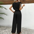 thumbnail image 5 of Lenpel Jumpsuits for Women Sleeveless Lace Trim Drawstring Wide Leg Casual Tank Rompers Loose Long Overalls, 5 of 5