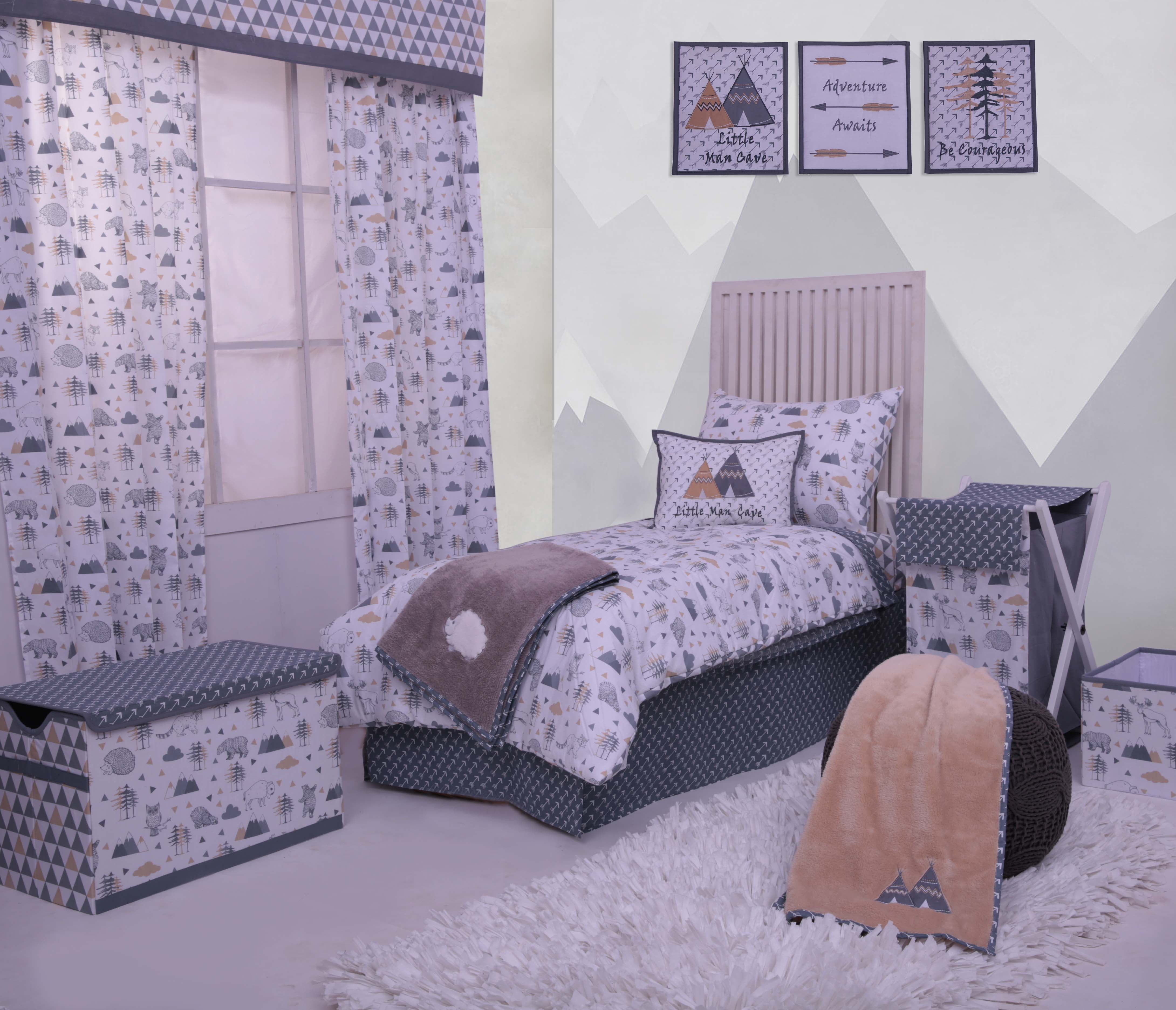 Bacati - Woodlands Grey/Beige Printed Crib Fitted Sheet
