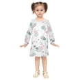 thumbnail image 2 of Girls' long-sleeved dress Flamingo Girls' A-line dress with ribbed cuffs Soft and comfortable, 2 of 6