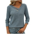 thumbnail image 2 of Dgankt Shirts for Women Striped Patchwork Knitted Sweater with Long Sleeved-Neck Sweater,Sizes S-2XL, 2 of 7