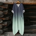 thumbnail image 4 of DeHolifer Summer Dresses for Women Vacation Trendy Short Sleeve Scoop Neck Cotton Linen Dress Loose Flowy Beach Sundress Gray XL, 4 of 7