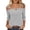 Gray, variant on Cold Shoulder Tops for Women 3/4 Sleeve Cutout Neck Loose Fit Shirts Casual Trendy Going Out Blouses Solid Color Comfy Tunic Tops Black S