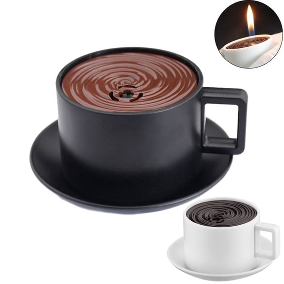 Home Collection Lighter Creative Personality Coffee Cup Fire Lighters Refillable Butane Gas Cigarette Igniter(Black)