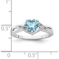 thumbnail image 3 of Sterling Silver Rhodium Plated Dia. Lt Swiss Blue Topaz Heart Ring (Size 6) Made In India qr4624bt-6, 3 of 5