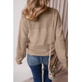 thumbnail image 2 of I AM A FASHION JUNKY Camel Eyelet Pattern Detail V Neck Drop Shoulder Sweater (Camel, S, 100%Polyester), 2 of 8