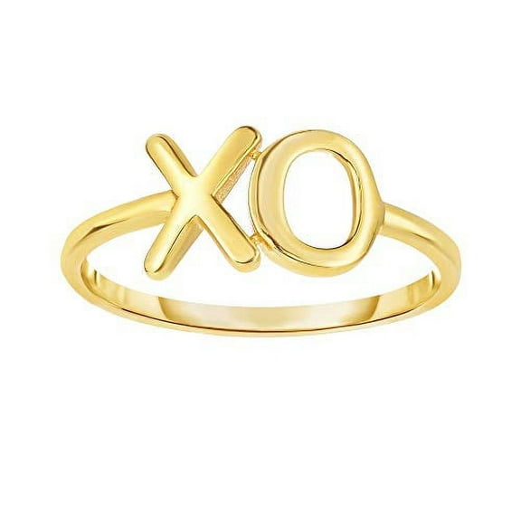 JewelStop 14k High Polished Yellow Gold Shiny x and o Top Fancy Ring Size 7, 1.3gr.