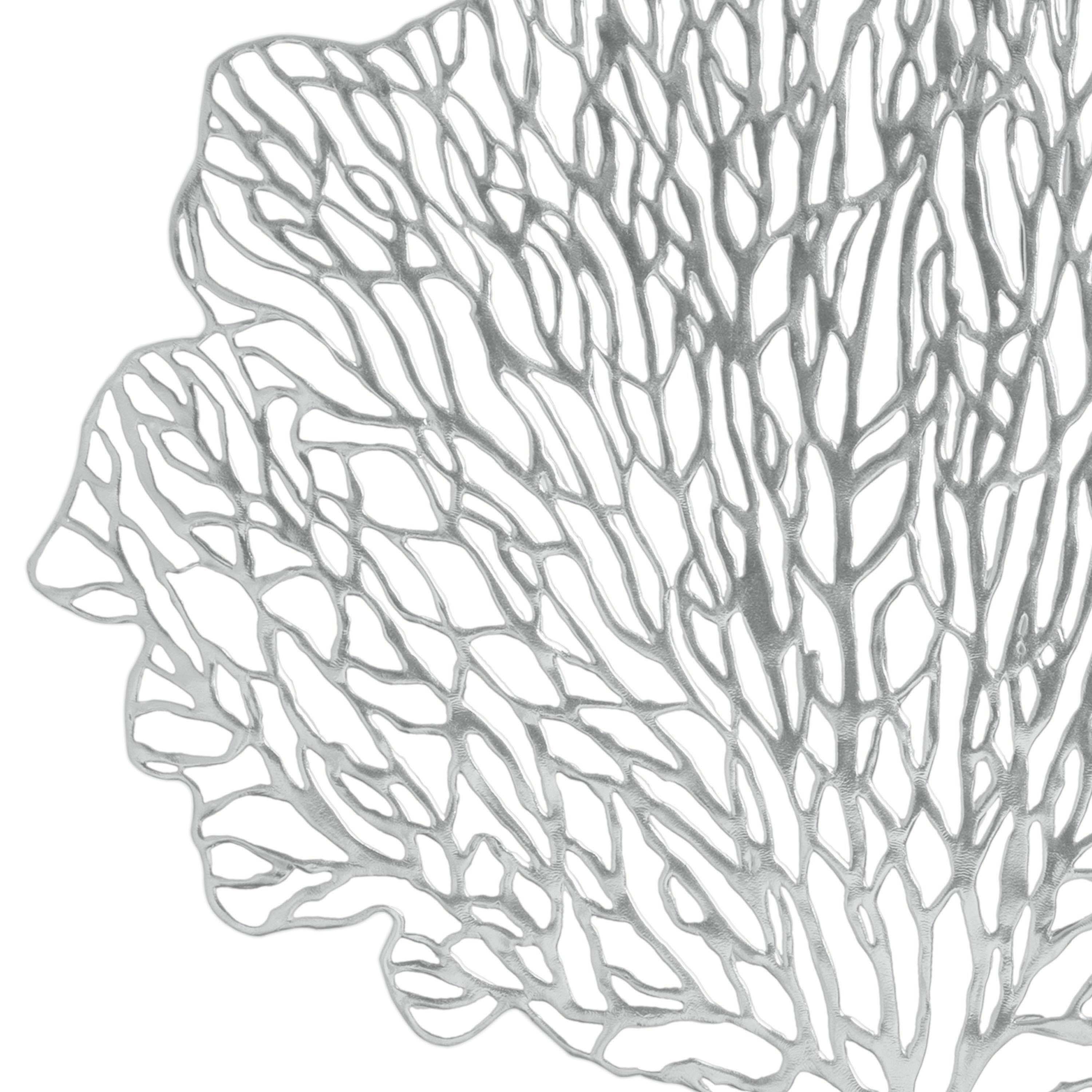 Home Details Set of Four Coral Shape Table Place Mat, Silver