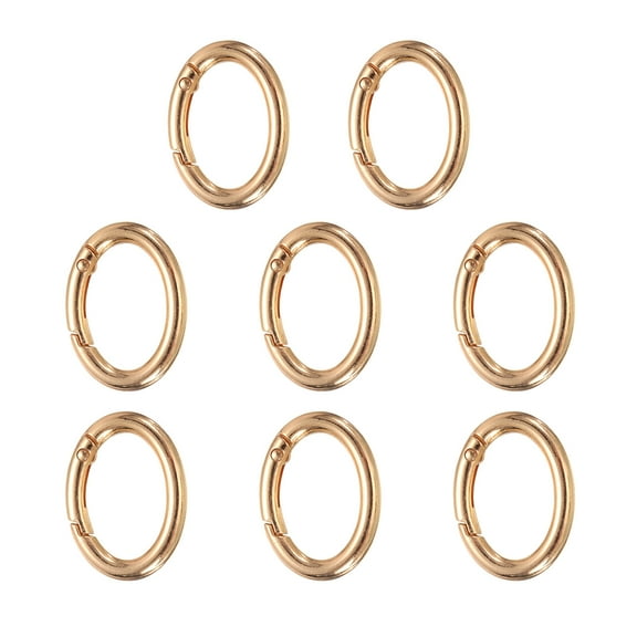 UXcell 8pcs Spring O Ring Clip, Metal Spring Clasp Key Ring, Oval Keychain Snap Buckle Accessories for DIY Crafts, Gold