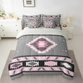 thumbnail image 2 of Manfei Vintage Boho Bedding Sets Twin Size,Aztec Comforter Sets with Sheets,Bohemain Pink Geometric Bed in a Bag Twin Size,Breathable Room Decoration Reversible,7-Piece, 2 of 7