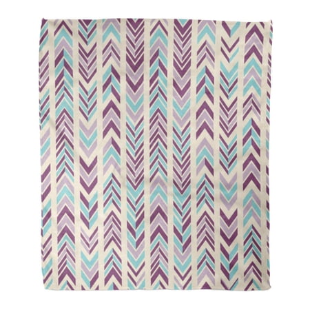 SIDONKU Throw Blanket Warm Cozy Print Flannel Blue Rustic Abstract Modern Chevron Pattern in Bright Colors Purple Black Drawn Comfortable Soft for Bed Sofa and Couch 58x80 Inches