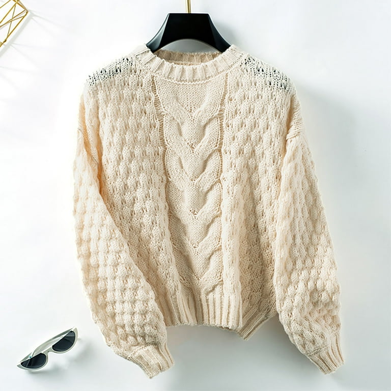 Jjayotai Women's Hollow Out Crochet Chunky Cable Knit