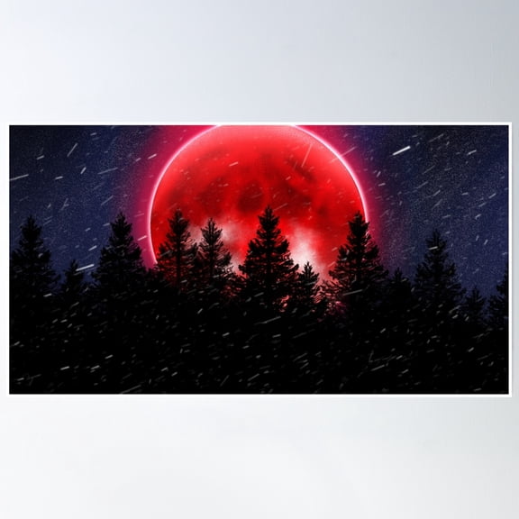 369 Prints Blood Moon- No Framed, Vintage Wall Art, Trendy Retro Print, Room Decor, Wall Art, Poster Only