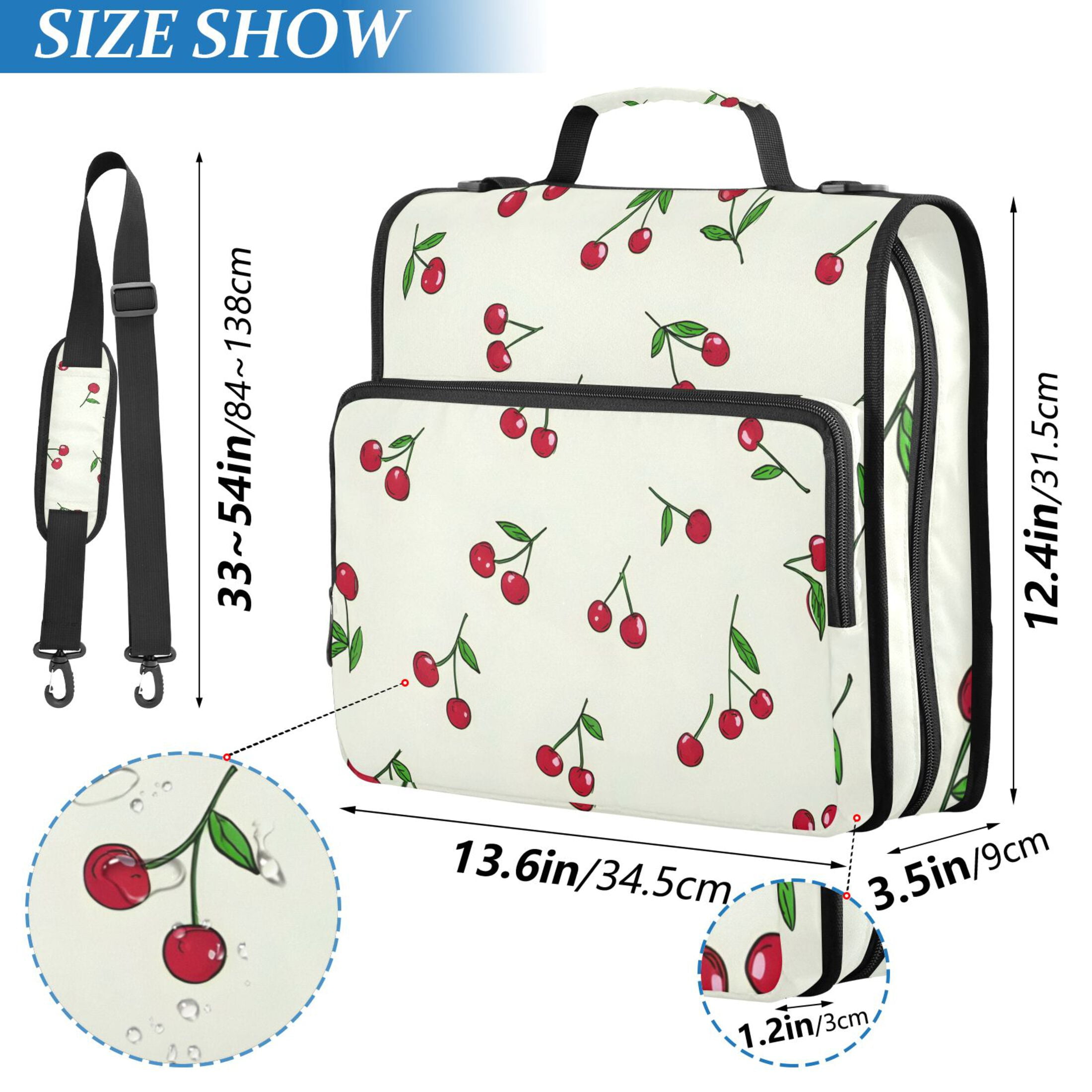 ALAZA Zipper Binder Red Cherries 3 Ring Trapper Keeper File Folder Organizer Bag