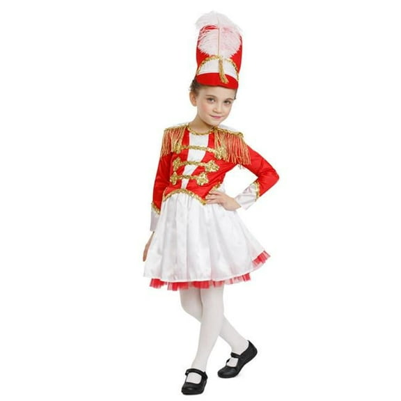 Girls Fancy Drum Majorette Costume, Red & White - Toddler 2