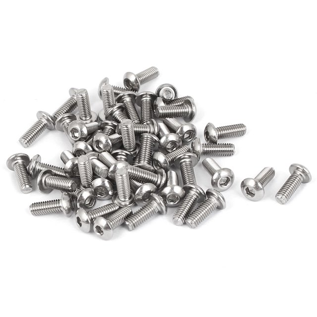 Unique Bargains M3 x 8mm Full Thread Button Head Socket Cap Screw Silver Tone 50 Pcs