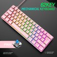 thumbnail image 4 of Teclado mecánico para juegos T60, interruptor azul, teclado de 62 teclas para PC (rosa) Ehuebsd Para estrenar, 4 of 8