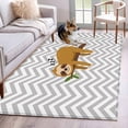 thumbnail image 3 of Area Rug for Living Room, Funny Sloth Non-Slip Indoor Large Carpet for Bedroom/Dining Room, Cute Watercolor Animals on Branch Grey Stripe Washable Low-Profile Floor Mat Runner Rugs - 2.7 x 5 Ft, 3 of 7