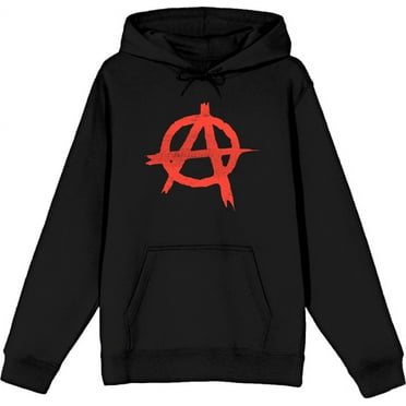 Anrachy Red Logo Adult Black Long Sleeve Hoodie-Small
