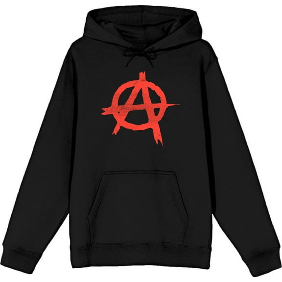 Anrachy Red Logo Adult Black Long Sleeve Hoodie-XL