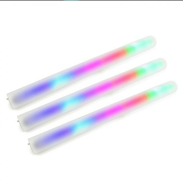 12 Pack of 18 Inch Multi Color Flashing Glow LED Foam Sticks, Wands, Batons  - 3 Modes Multi-Color - Party Flashing Light DJ Wands, Concert, Festivals