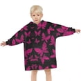 thumbnail image 3 of Black Pink Butterfly Pattern Blanket Hoodies for Kids 6-13YR Oversize Wearable Blanket Hoodies for Boys Girls Teens, 3 of 7