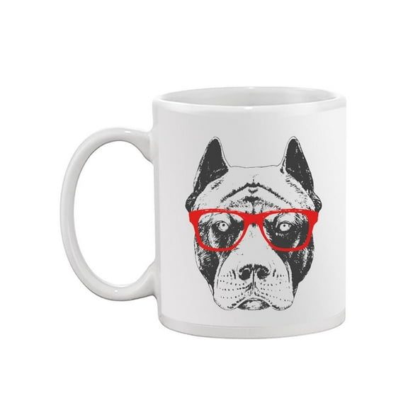 Pitbull With Glasses. Mug  -Image by Shutterstock,