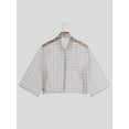 thumbnail image 4 of INCERUN Men's Fashion Plaid See Through 3/4 Sleeve Shirt Lightweight Overshirt, 4 of 5