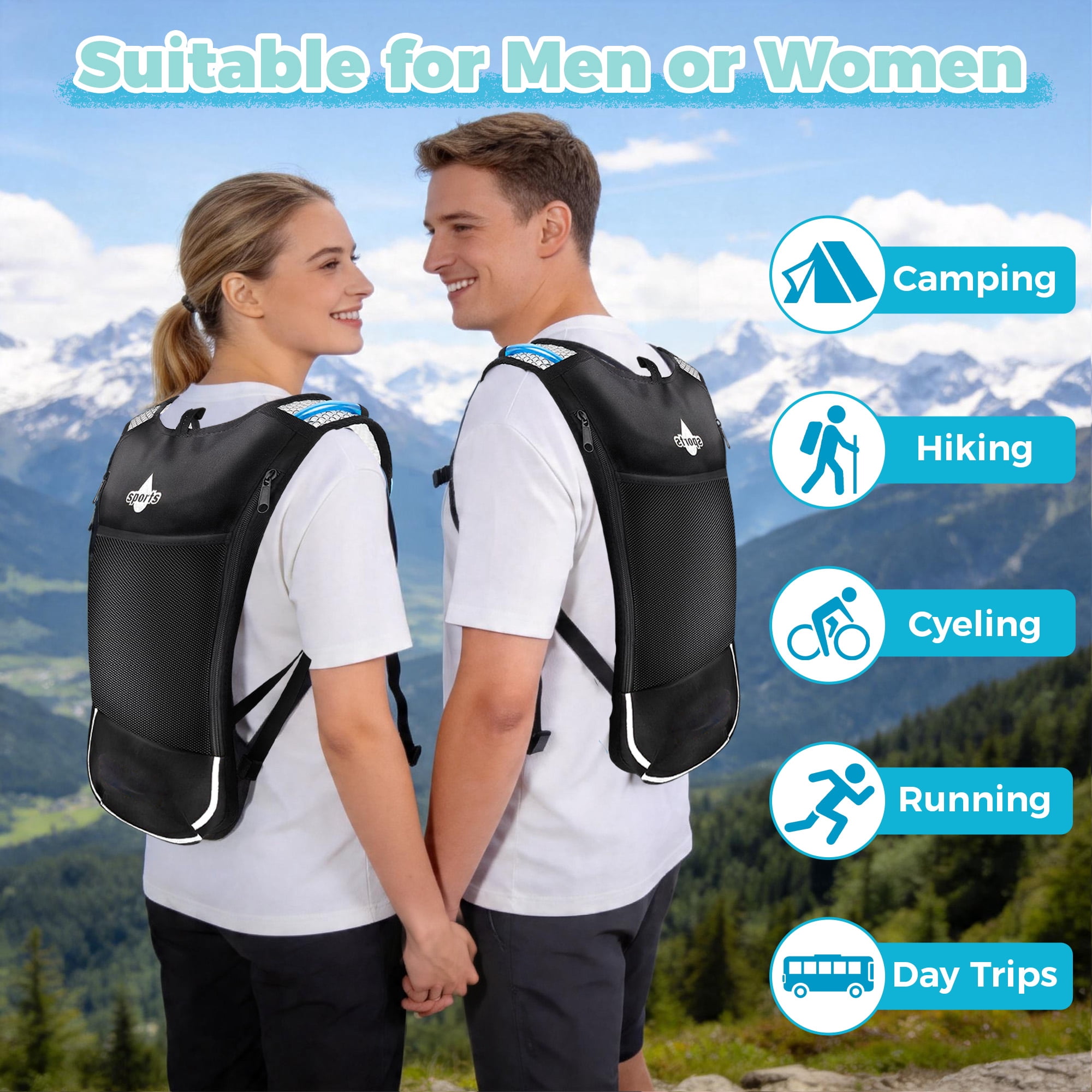 Hydration Backpack with 2L Water Bladder, Lightweight Water Reservoir Vest for Running, Hiking, Cycling, Camping