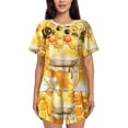 thumbnail image 1 of Fotbe Honey Bee Conjunto de Pijama Estampado para Mujer, 2 Piezas, Ropa de Dormir con Camiseta de Manga Corta y Shorts Suaves-Large, 1 of 6