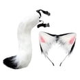 thumbnail image 2 of Diadema con orejas y cola de gato y zorro para disfraz de carnaval o cumpleaños Blanco, 2 of 9