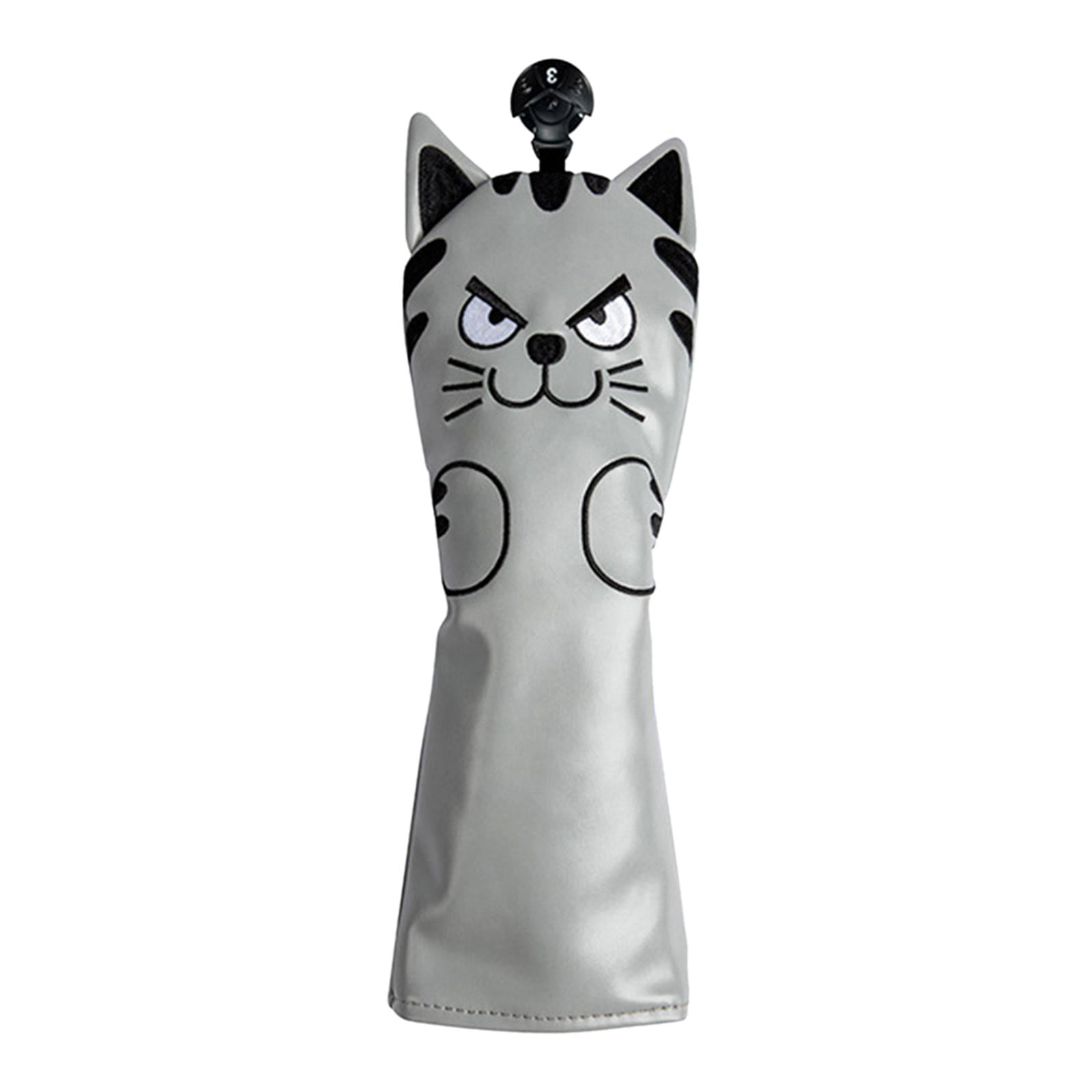 harayaa Golf Club Head Covers Mallet Putter Cat Pattern Accessories Putter Cue Headcover UT Wood Grey