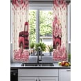 thumbnail image 2 of Valentine's Day Sheer Curtains 54 Inch Length 2 Panels Set for Living Room/Bedroom, Romantic Love Truck Roses Plaid Beige Kitchen Curtains Grommet Semi-Sheer Curtains Window Treatments 42"x54"x2, 2 of 7