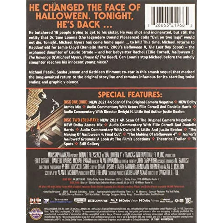 Scream Factory's Halloween 4: Return of Michael Myers (4K Ultra HD