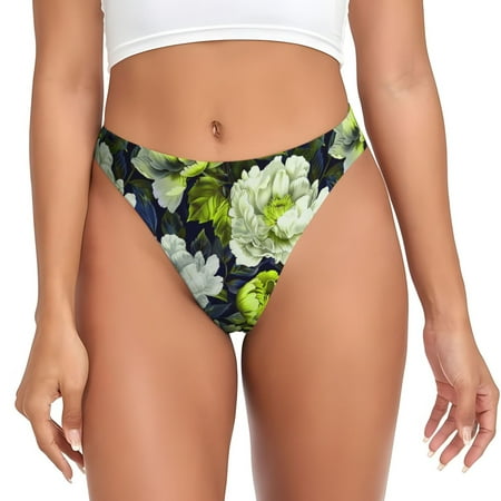 Adobk Teal floral elegance Print Seamless Women Underwear Thongs No Show Ladies Thong No Line Breathable Comfortable Panties Undies for Women-4X-Large
